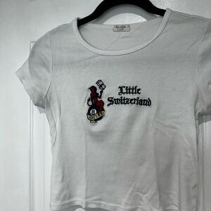 Brandy Melville White Crop Top with Graphic